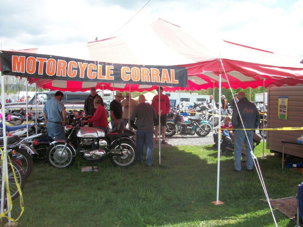 Motorcycle Corral at the Perkiomen National Meet in Oley,
          Pennsylvania